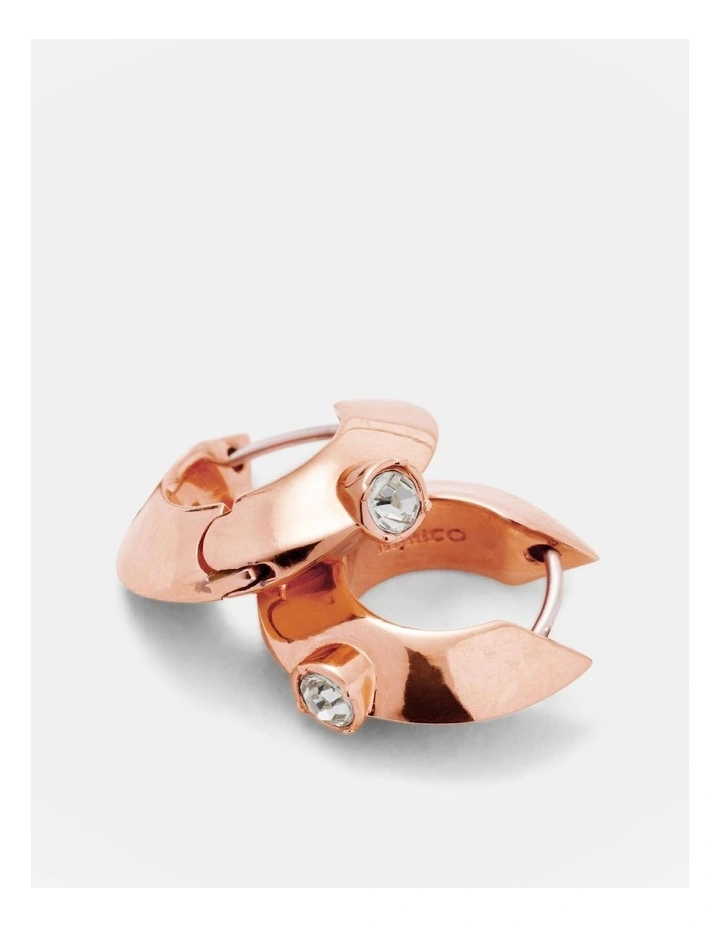 The Edge Huggie Hoop Earrings in Rose Gold image 3