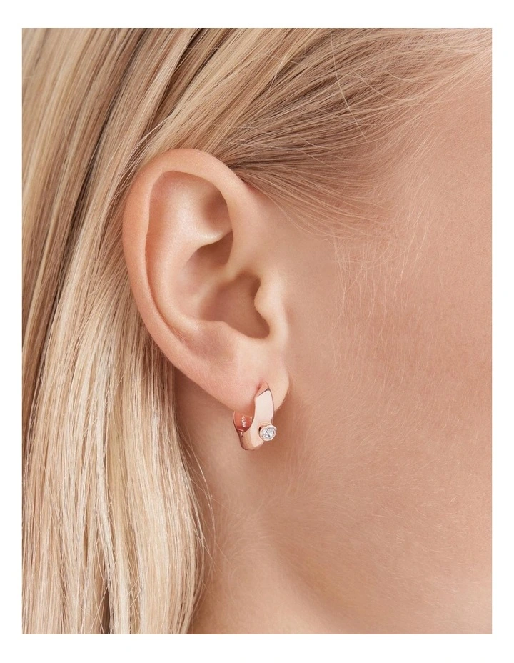 The Edge Huggie Hoop Earrings in Rose Gold image 4