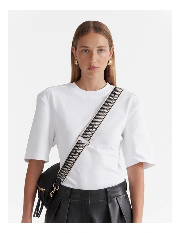 Mimco Go Fast bing Bag Strap In Black White MYER