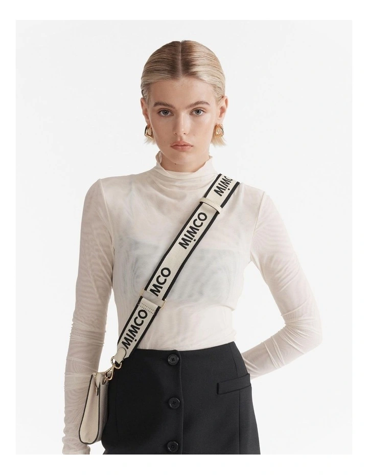 Stripe Webbing Bag Strap in Ivory image 2