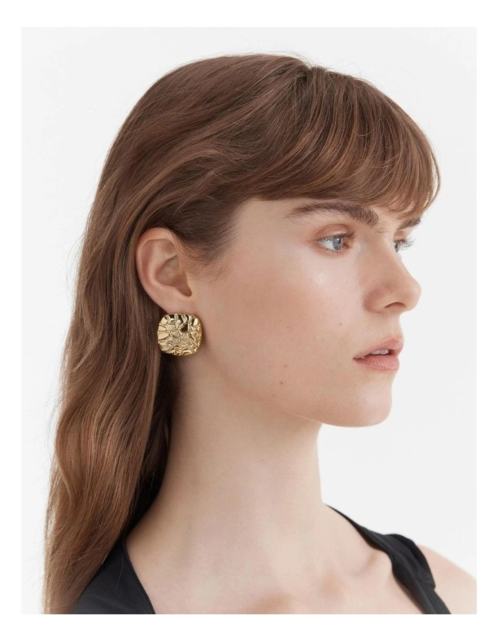 Cool Cat Large Stud Earrings in Gold image 2