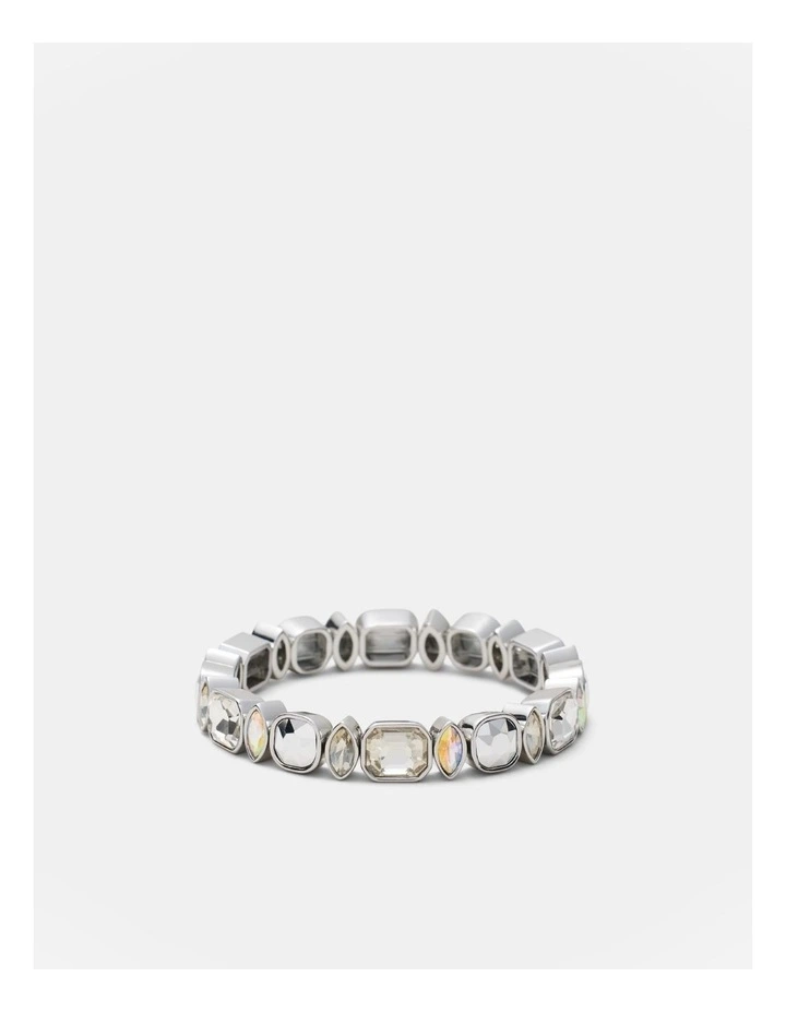 Stretch Crystal Wrist Bracelet in Silver image 1
