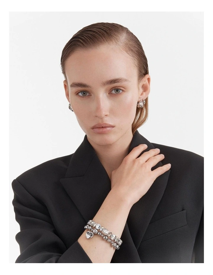 Stretch Crystal Wrist Bracelet in Silver image 4