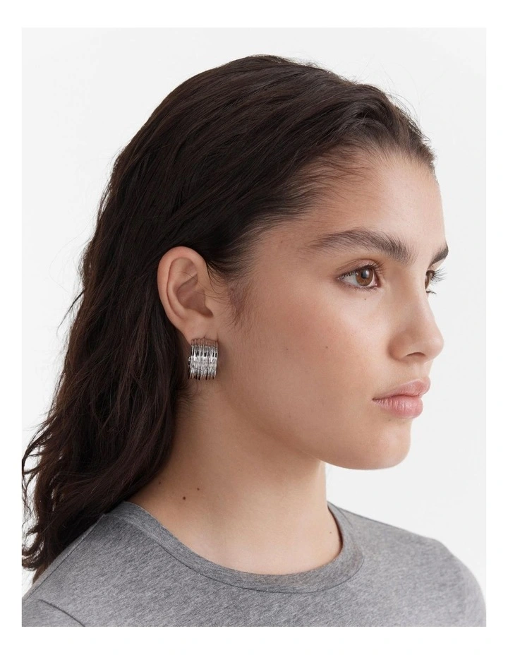 Bassline Hoop Earrings in Silver image 2