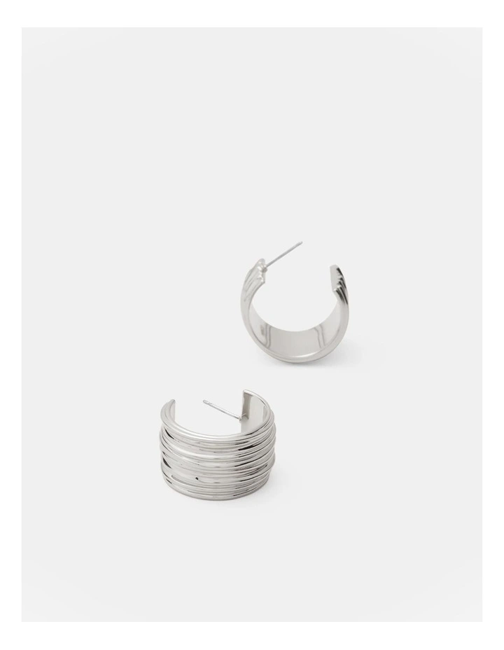Bassline Hoop Earrings in Silver image 3