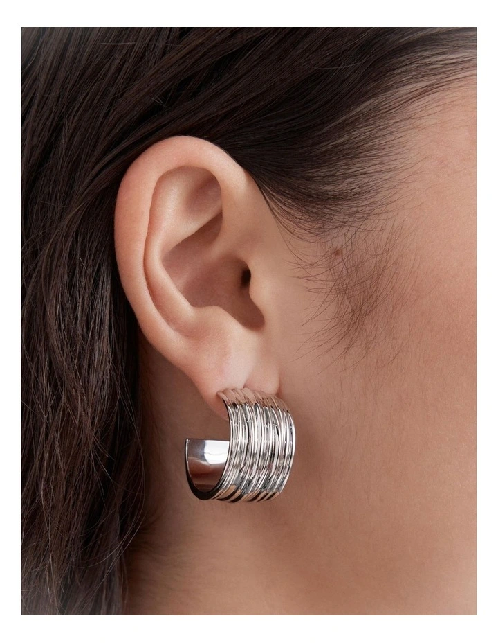 Bassline Hoop Earrings in Silver image 4