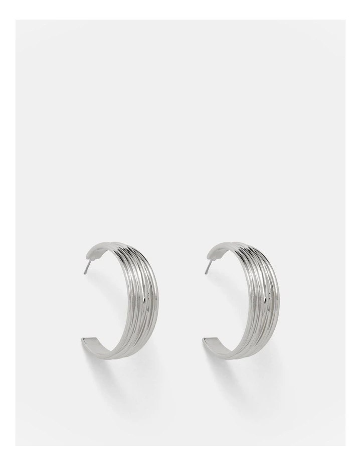 Bassline Large Hoop Earrings in Silver image 1