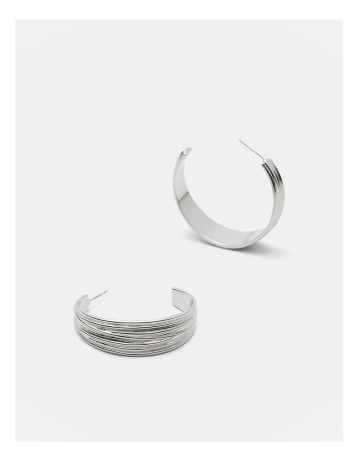 Bassline Large Hoop Earrings in Silver image 3