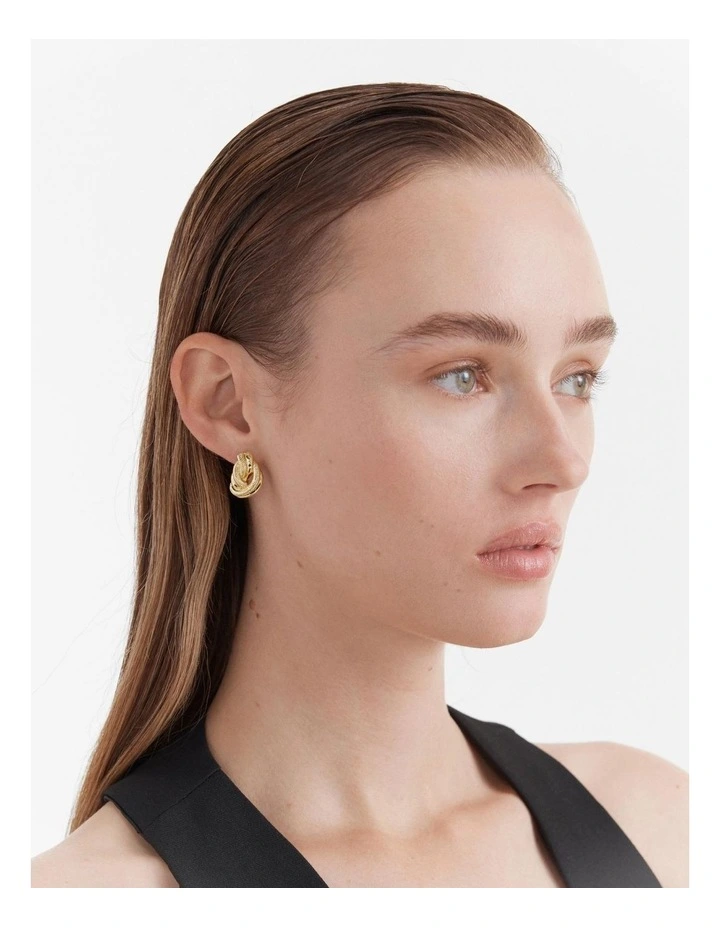 Knot Me Large Stud Earrings in Gold image 2