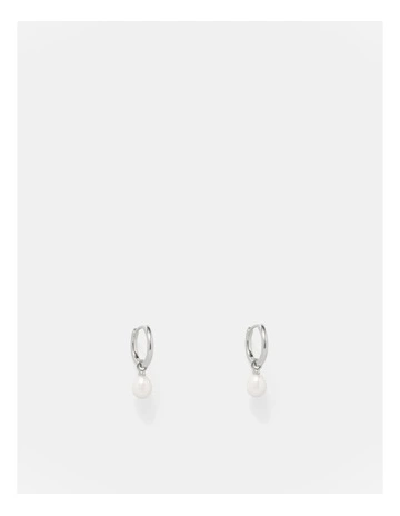 Purete Charm Hoop Earrings in Silver