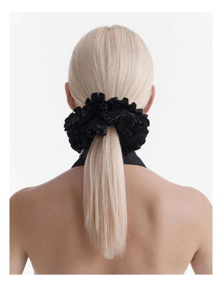 Grande Ruffle Scrunchie in Black image 2