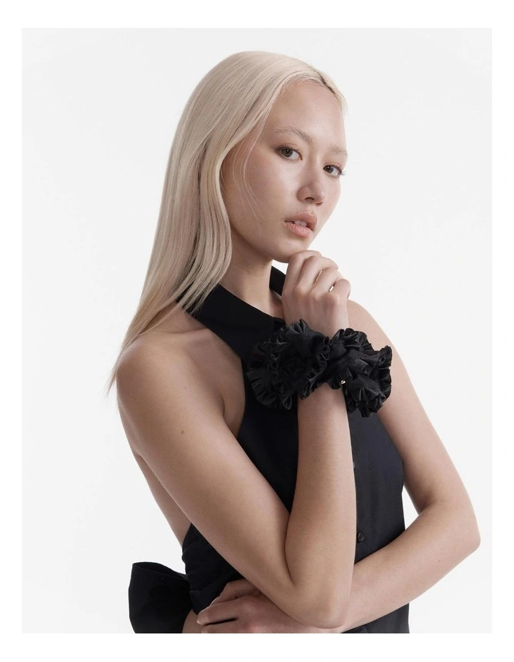 Grande Ruffle Scrunchie in Black image 4