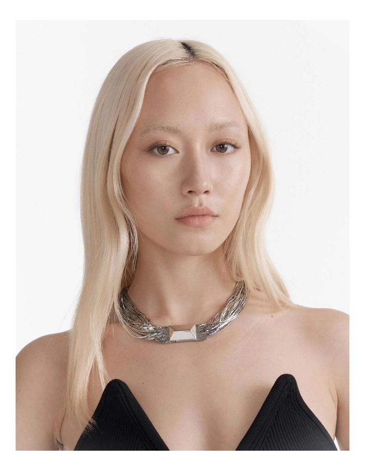 Slay To The Rhythm Multi Chain Necklace in Silver image 2