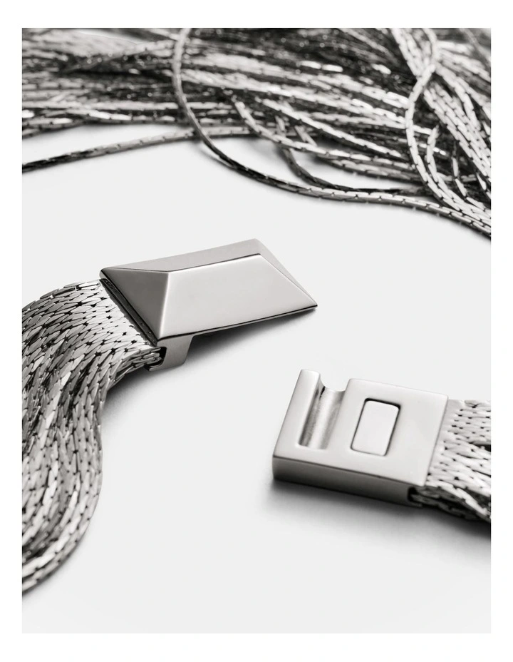 Slay To The Rhythm Multi Chain Necklace in Silver image 3