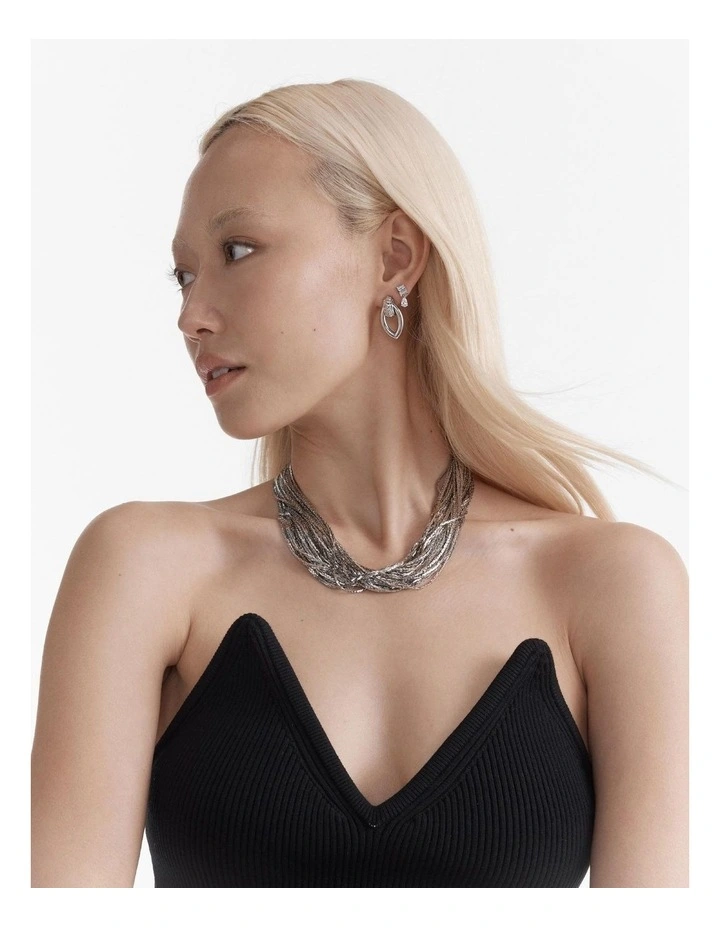 Slay To The Rhythm Multi Chain Necklace in Silver image 4