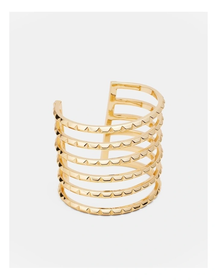 Slay To The Rhythm Wide Cuff Bracelet in Gold image 1