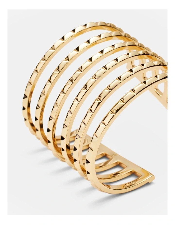 Slay To The Rhythm Wide Cuff Bracelet in Gold image 3