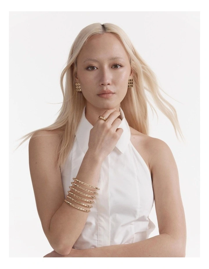 Slay To The Rhythm Wide Cuff Bracelet in Gold image 4