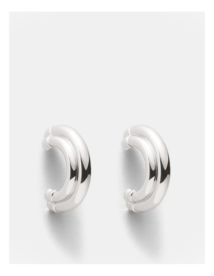 Groove That Soothes Oversized Hoop Earrings in Silver image 1