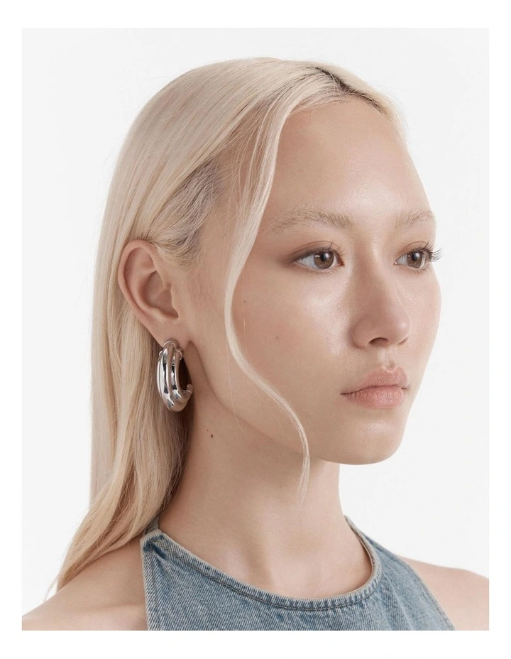 Groove That Soothes Oversized Hoop Earrings in Silver image 2