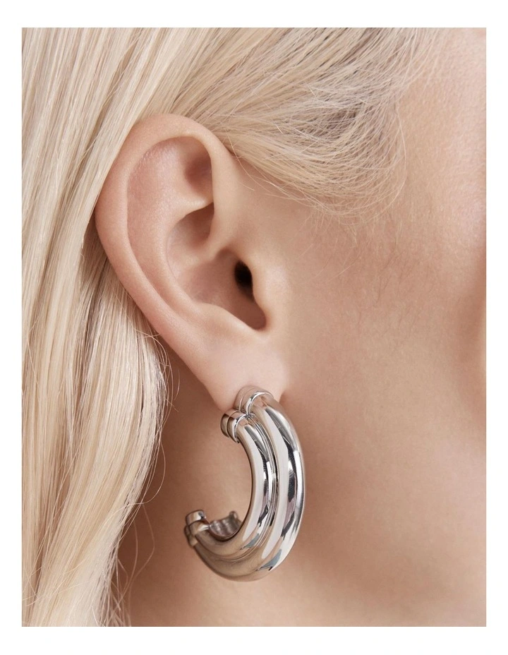 Groove That Soothes Oversized Hoop Earrings in Silver image 4
