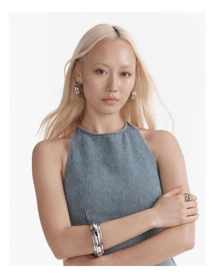Groove That Soothes Oversized Hoop Earrings in Silver image 5