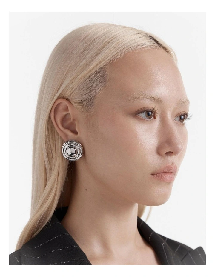 Groove That Soothes Oversized Stud Earrings in Silver image 2