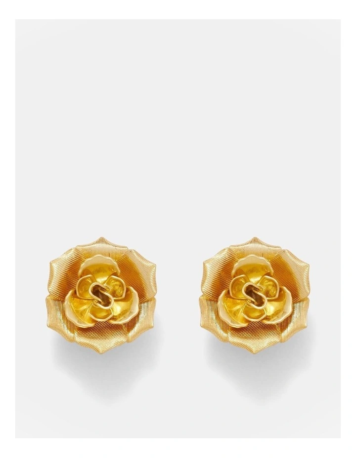 La Vie En Rose Oversized Clip On Earrings in Gold image 1
