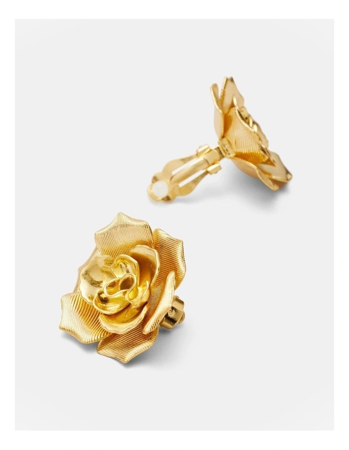La Vie En Rose Oversized Clip On Earrings in Gold image 3