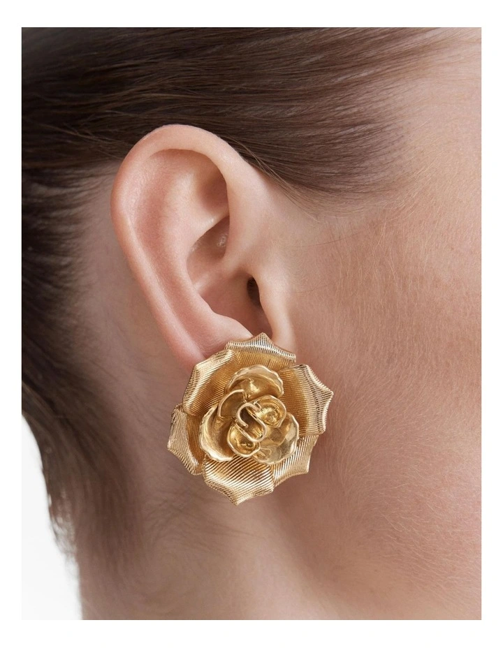 La Vie En Rose Oversized Clip On Earrings in Gold image 4