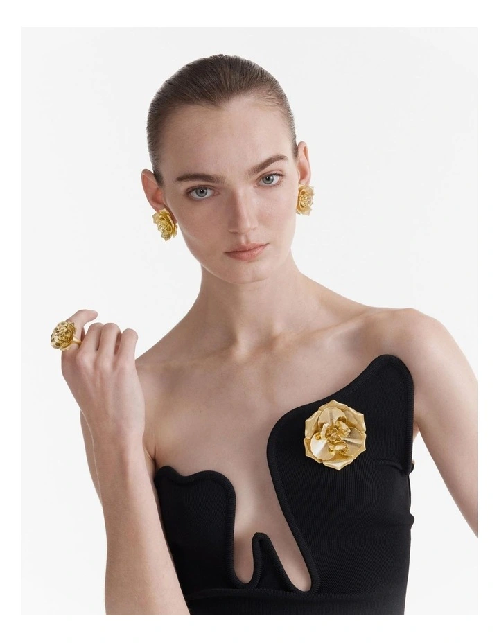 La Vie En Rose Oversized Clip On Earrings in Gold image 5