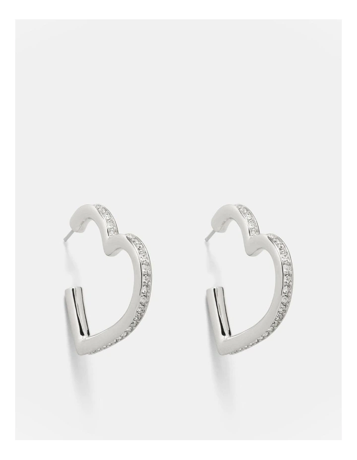 Passionate Heart Hoop Earrings in Silver image 1