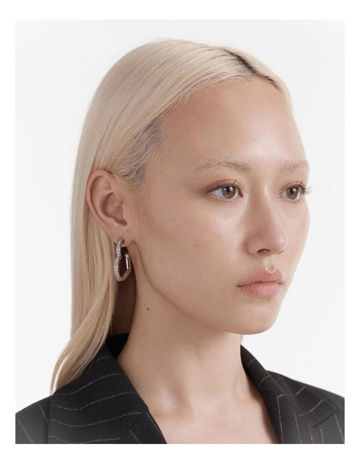 Passionate Heart Hoop Earrings in Silver image 2