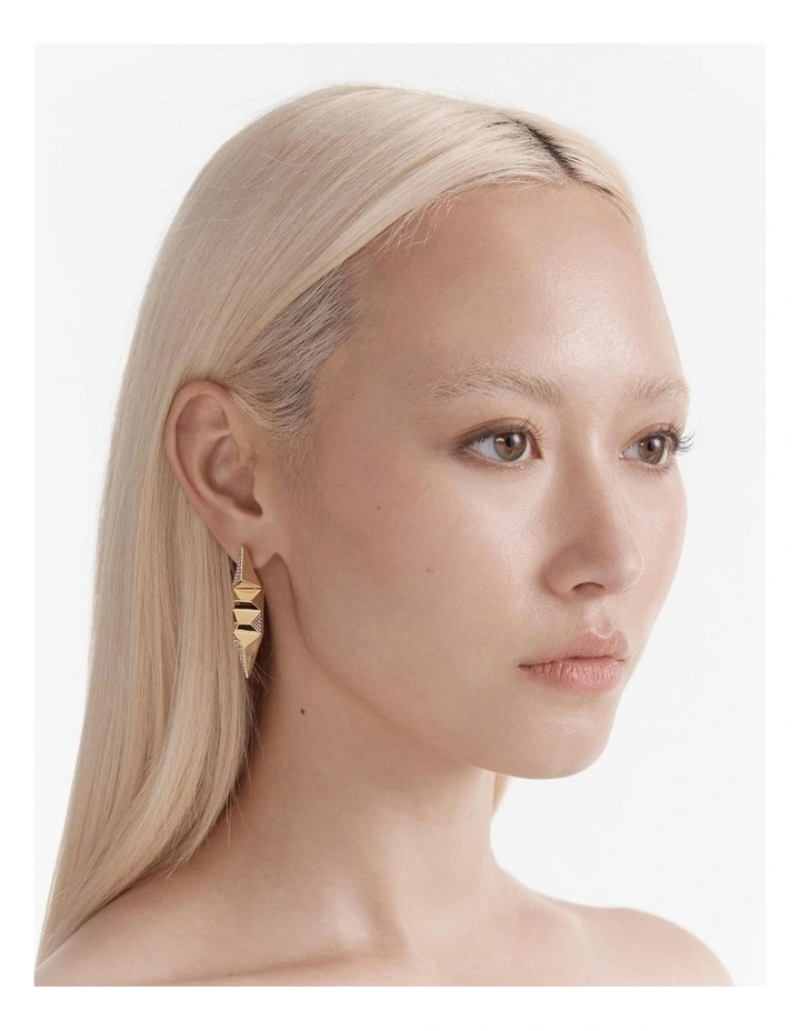 Slay To The Rhythm Pave Drop Earrings in Gold image 2