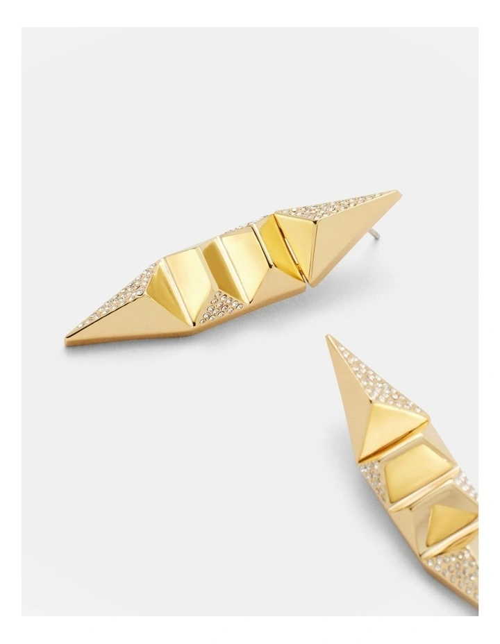Slay To The Rhythm Pave Drop Earrings in Gold image 3