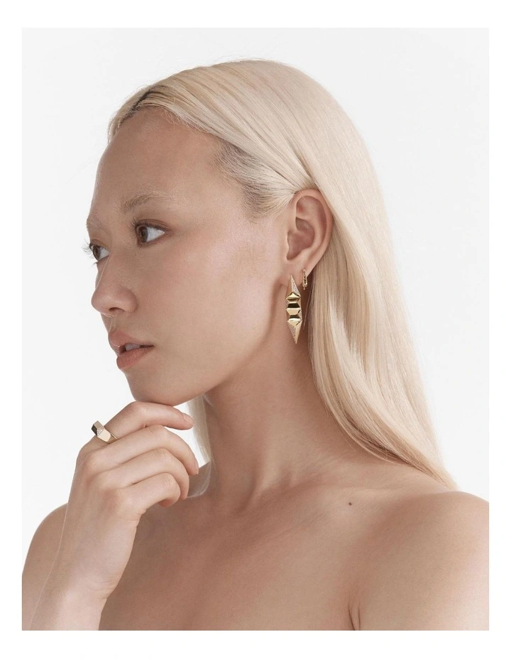 Slay To The Rhythm Pave Drop Earrings in Gold image 5