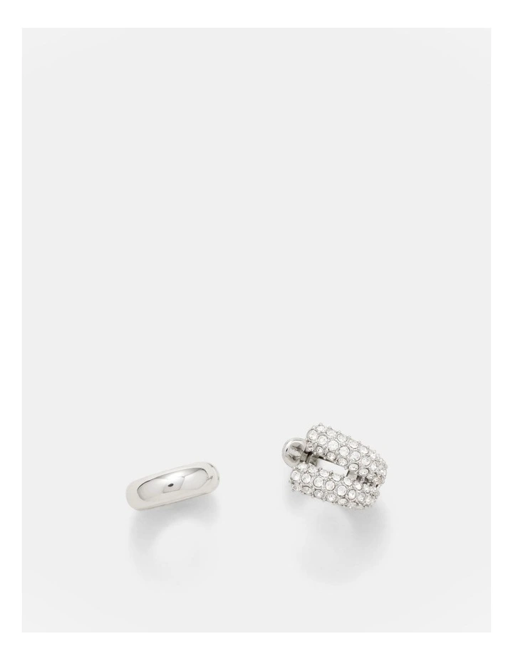 Love To Love You Crystal Ear Cuff Set in Silver image 1