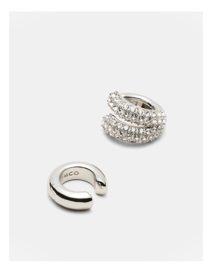 Love To Love You Crystal Ear Cuff Set in Silver image 3