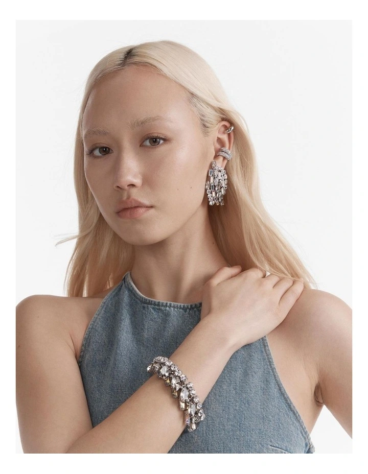 Love To Love You Crystal Ear Cuff Set in Silver image 5