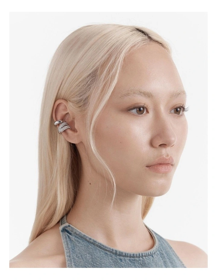 Love To Love You Crystal Ear Cuff Set in Silver image 6