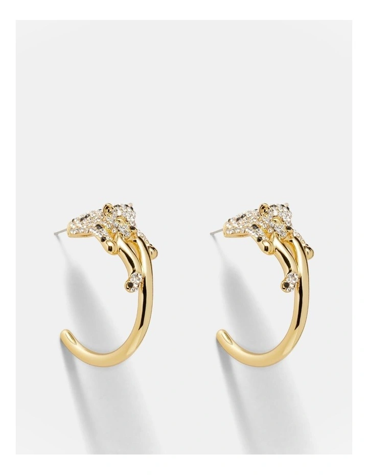 Some Hot Stuff Pave Jaguar Hoop Earrings in Gold image 1