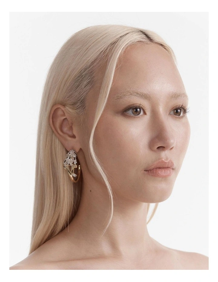 Some Hot Stuff Pave Jaguar Hoop Earrings in Gold image 2