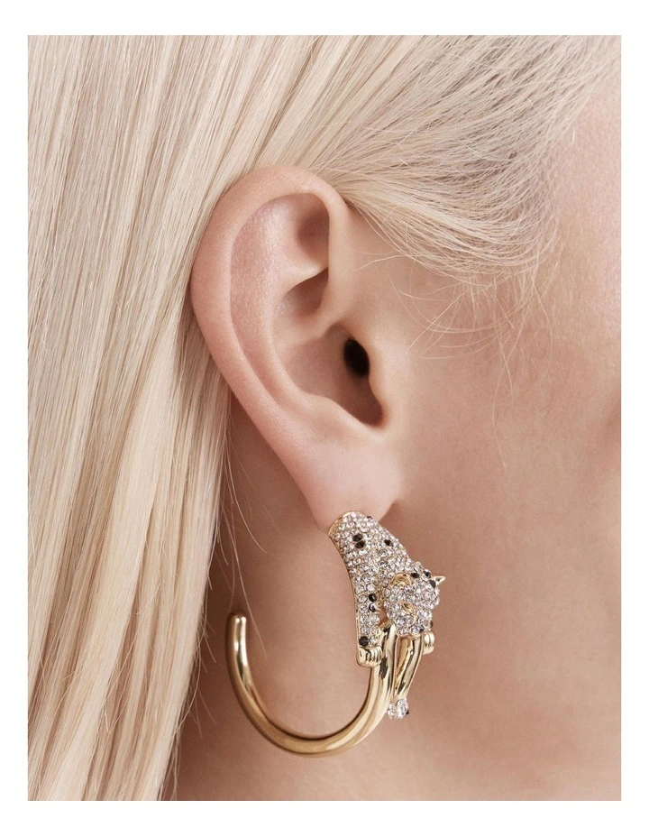 Some Hot Stuff Pave Jaguar Hoop Earrings in Gold image 4