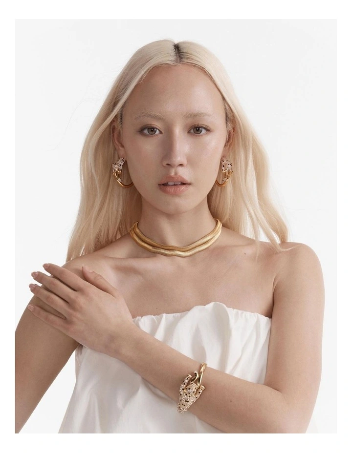 Some Hot Stuff Pave Jaguar Hoop Earrings in Gold image 5