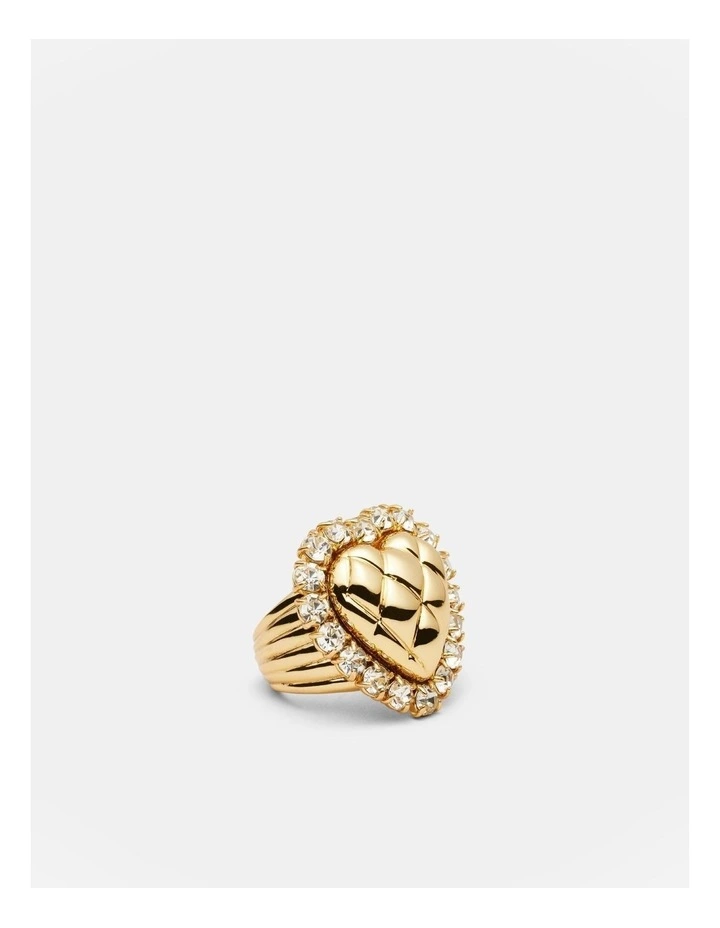 Paris Quilted Heart Cocktail Ring in Vintage Gold image 1
