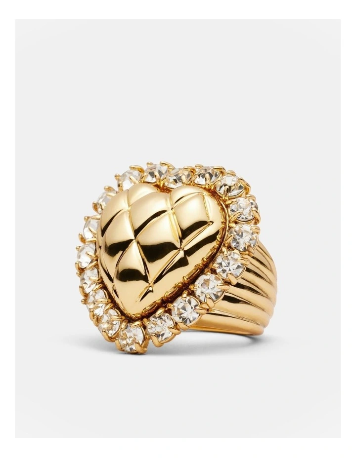 Paris Quilted Heart Cocktail Ring in Vintage Gold image 3