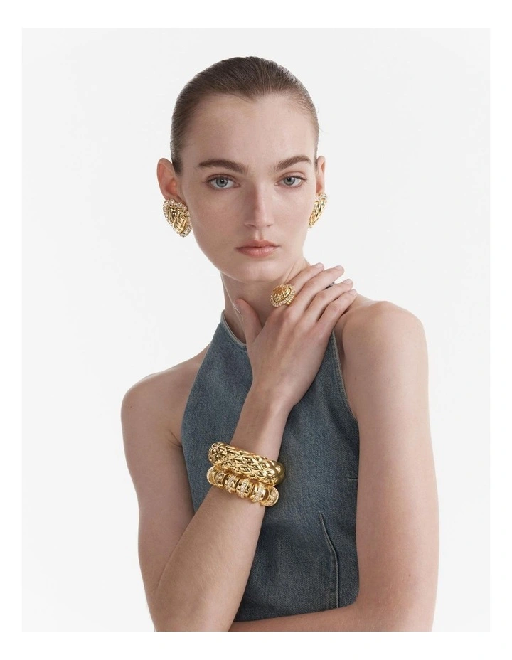 Paris Quilted Heart Cocktail Ring in Vintage Gold image 4