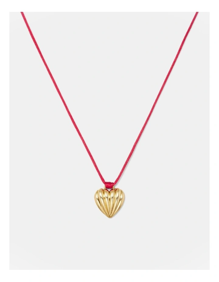 Bondi Heart Cord Necklace in Red image 1