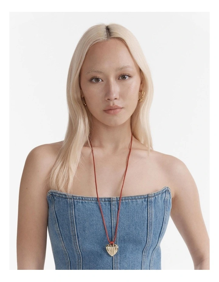Bondi Heart Cord Necklace in Red image 2