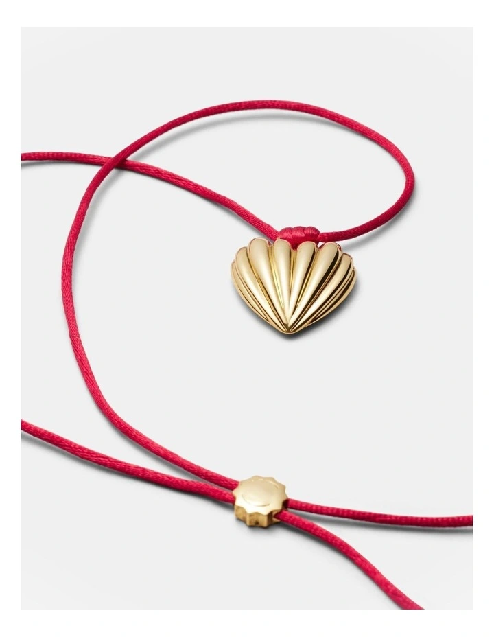 Bondi Heart Cord Necklace in Red image 3